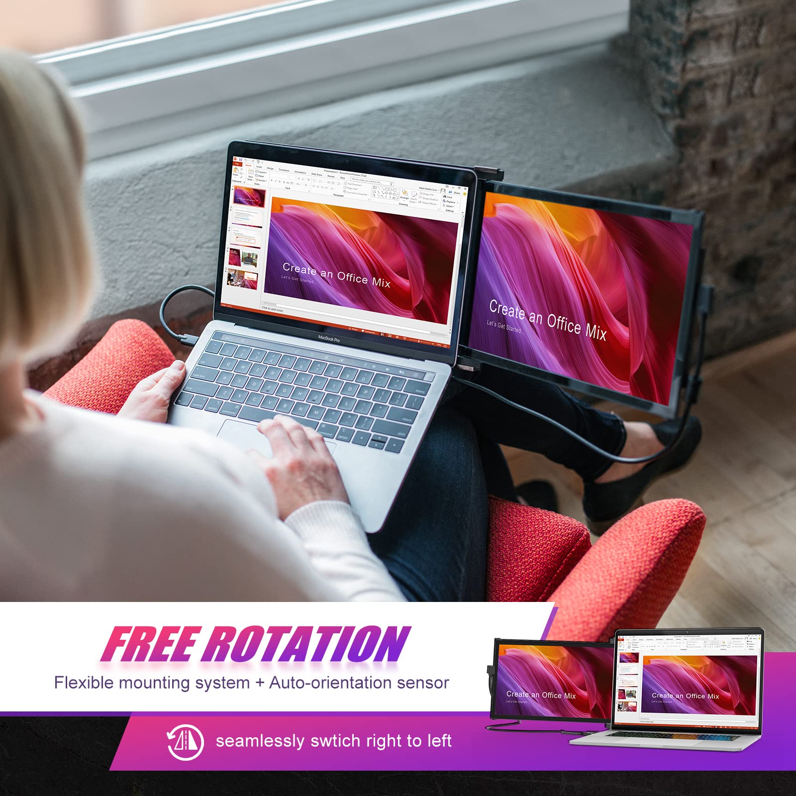 Duex Plus Portable Monitor for Laptop, 13.3